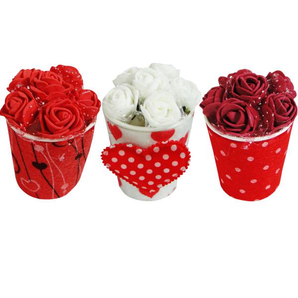گلدان به همراه گل مصنوعی طرح Love Rose مجموعه 3 عددی|دیجی‌کالا