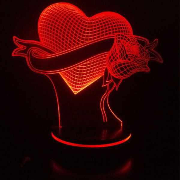 چراغ خواب سه بعدی پارسافن لیزر طرح عاشقانه قلب و گل 16 رنگ ریموت دار|دیجی‌کالا