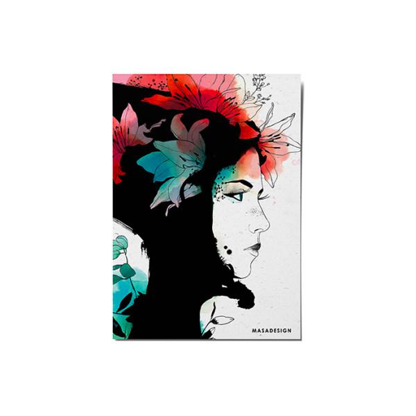 کارت پستال ماسا دیزاین طرح دختر و گل کد POST127|دیجی‌کالا