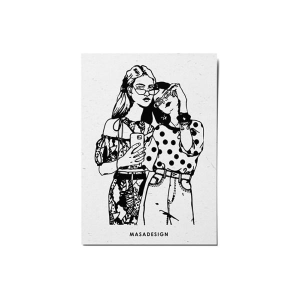 کارت پستال ماسا دیزاین طرح سلفی دخترها کد POST38|دیجی‌کالا