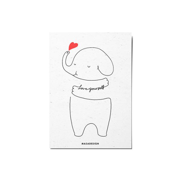 کارت پستال ماسا دیزاین طرح فیل عاشق کد POST160|دیجی‌کالا