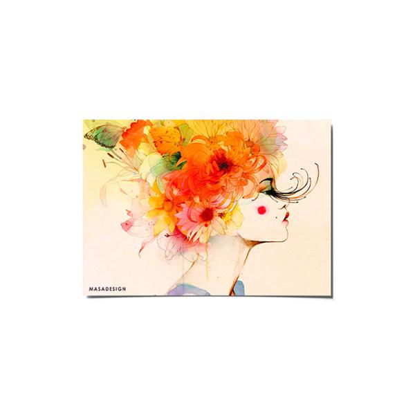 کارت پستال ماسا دیزاین طرح دختر و گل کد POST129|دیجی‌کالا