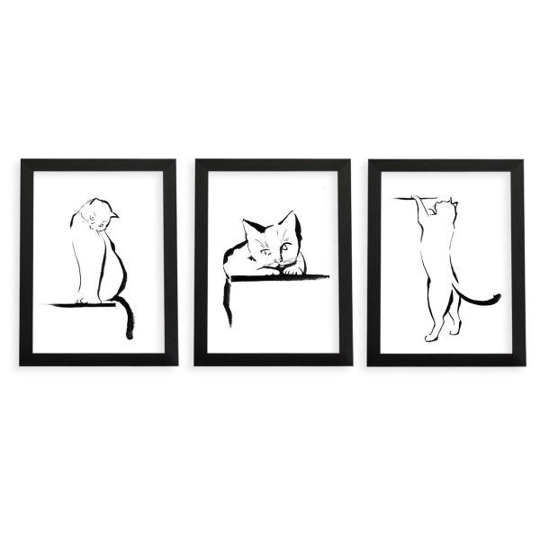 تابلو گالری چی چاپ طرح گربه مجموعه 3 عددی|دیجی‌کالا