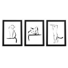 تابلو گالری چی چاپ طرح گربه مجموعه 3 عددی
