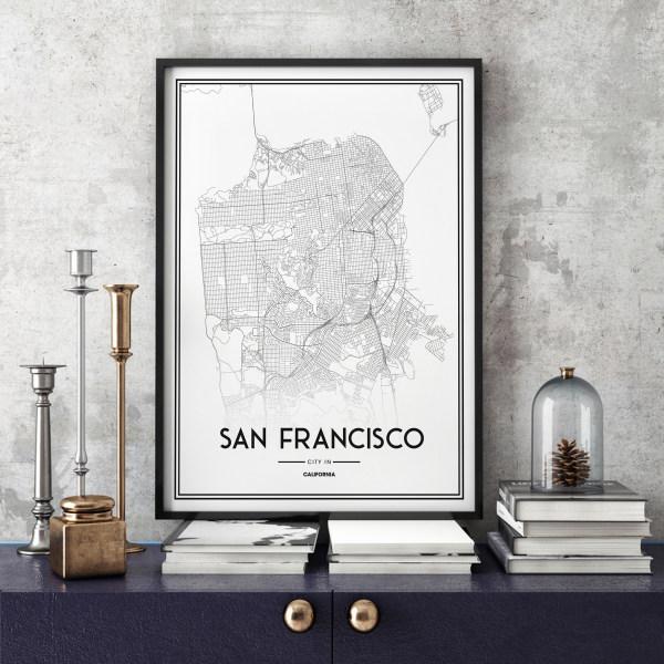 تابلو سالی وود طرح نقشه شهر سانفرانسیسکو مدل T120113|دیجی‌کالا