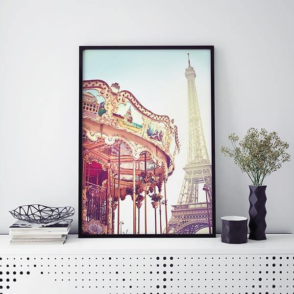 تابلو سالی وود طرح منظره‌ برج ایفل و کاروسل پاریس کد T120801b|دیجی‌کالا
