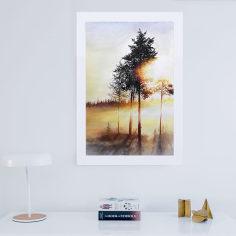 تابلو گالری استاربوی طرح جنگل و طلوع خورشید مدل هنری 03