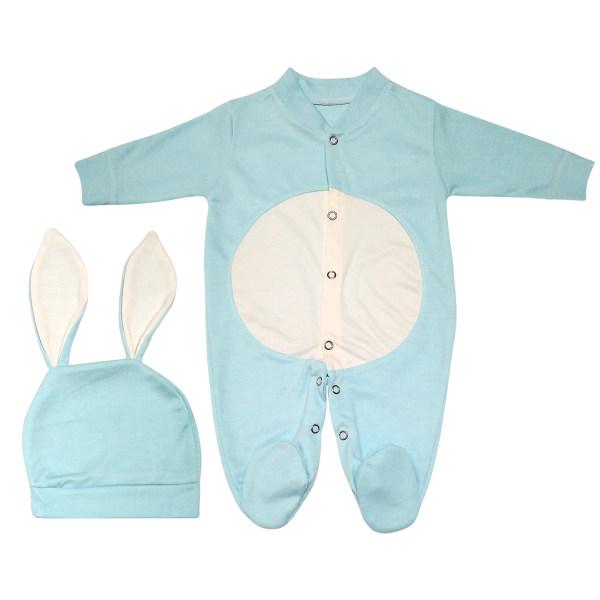 ست سرهمی و کلاه نوزادی پسرانه طرح خرگوش کد M210|دیجی‌کالا