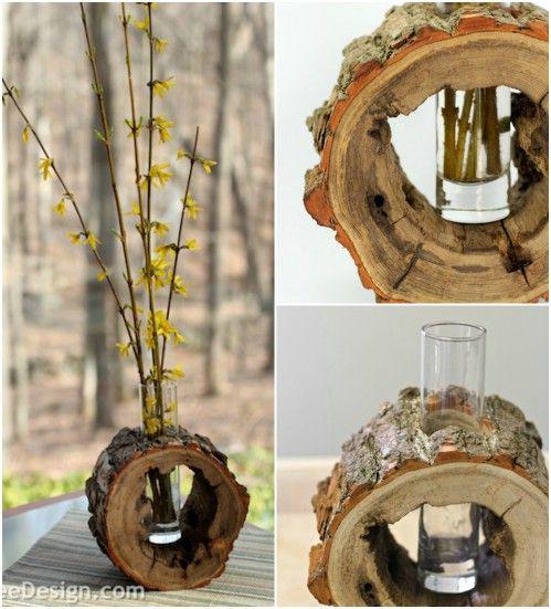 پک تنه درختی دکوری با گلدان شیشه ای|ایده ها