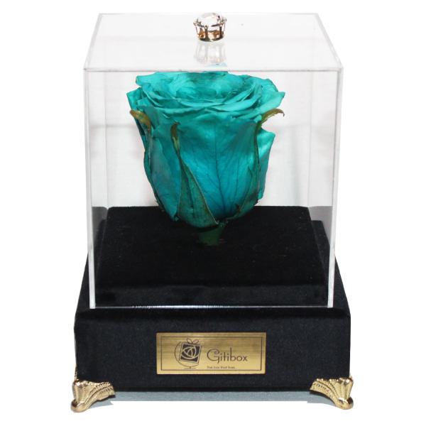 جعبه گل ماندگار گیتی باکس مدل رز جاودان فیروزه ای لاکچری آبنوس|دیجی‌کالا