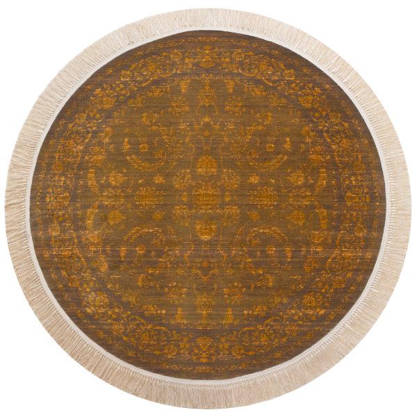 فرش ماشینی فرش رادین طرح گرد پتینه افشان 138رنگ زمینه شکلاتی|دیجی‌کالا