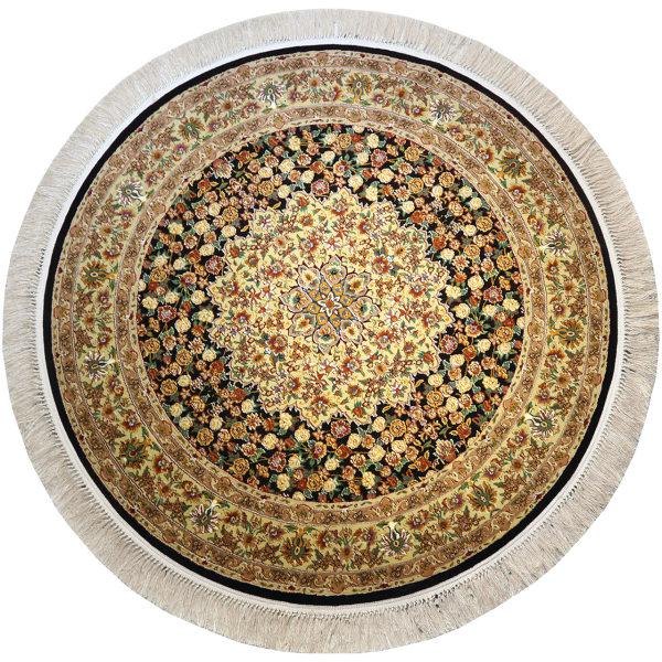 فرش ماشینی رادین اصفهان طرح گرد گل رز رنگ زمینه قهوه ای|دیجی‌کالا