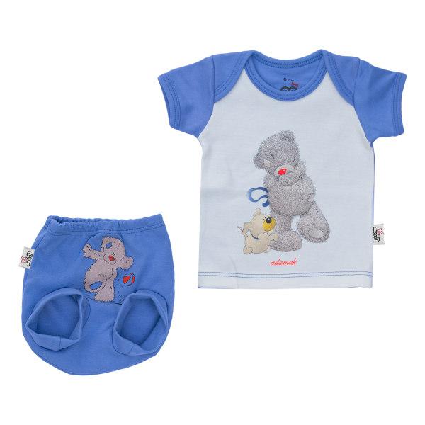 ست تی شرت و شورت نوزادی آدمک طرح خرس پشمالو رنگ آبی|دیجی‌کالا