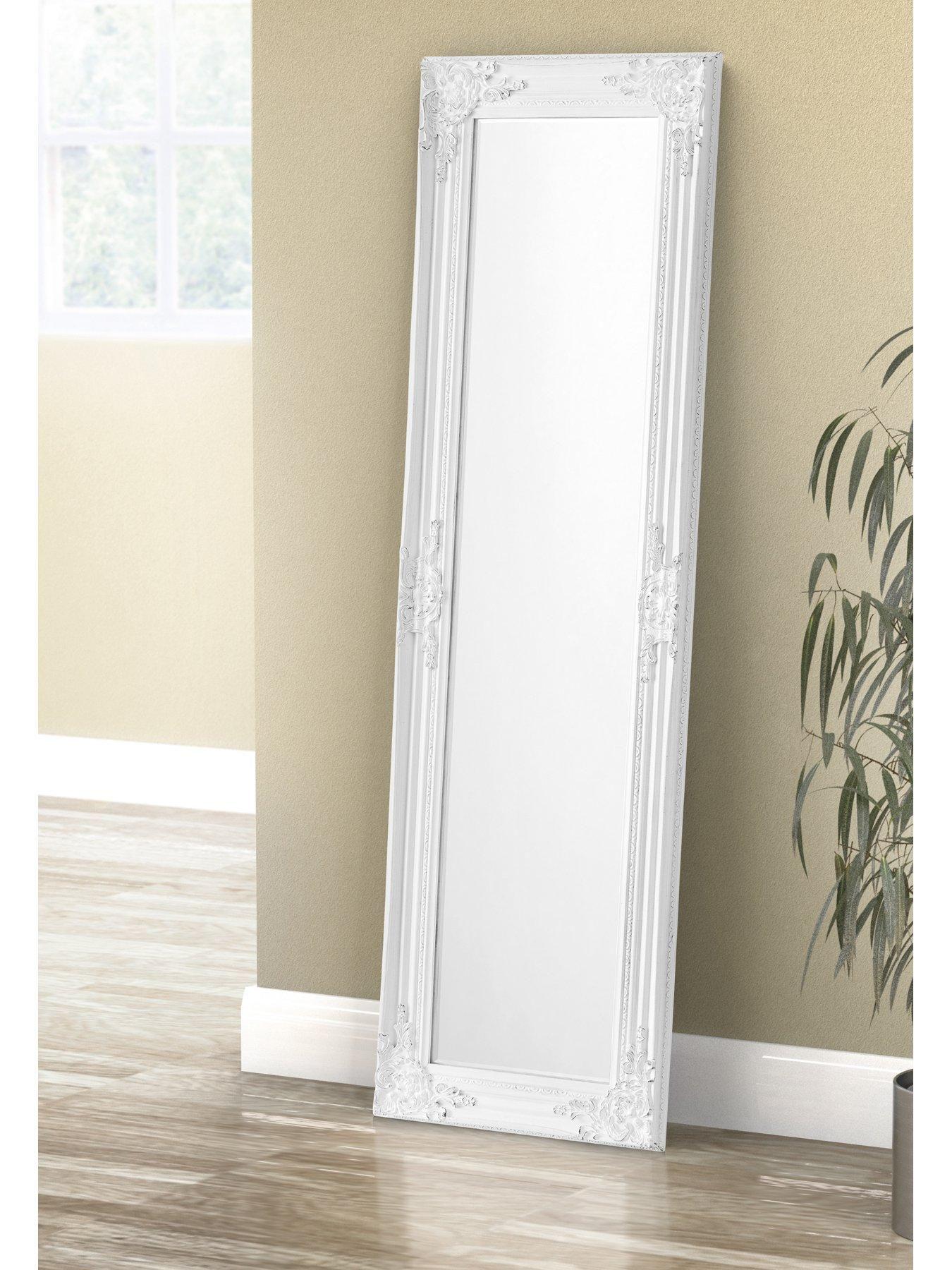 آینه قدی دیواری و ایستاده با قاب سفید چوبی|ایده ها