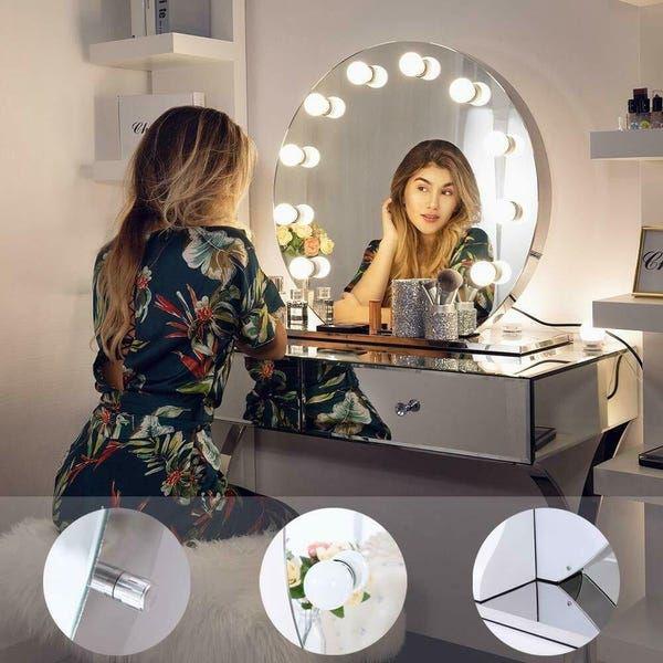 آینه رومیزی آرایش مدل چراغدار (m287363)|ایده ها