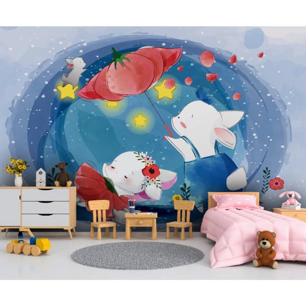 پوستر دیواری اتاق کودک طرح خرگوش و شب پر ستاره کد pk112|دیجی‌کالا