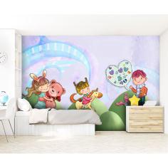 پوستر دیواری اتاق کودک طرح کودکان و دوستان کد pk134