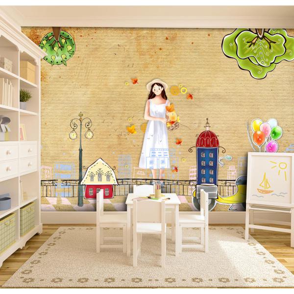 پوستر دیواری اتاق کودک طرح دخترک و سبد کد pk133|دیجی‌کالا
