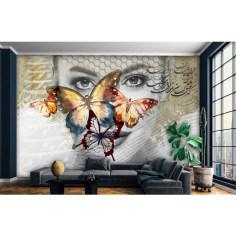 پوستر دیواری طرح صورت و پروانه کد p002
