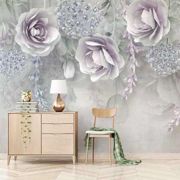 پوستر دیواری طرح گل‌ در کنار شاخه‌های کلاسیک مدل P1520|دیجی‌کالا