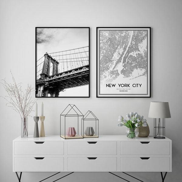 تابلو سالی وود طرح شهر نیویورک و پل منهتن کد T111212 مجموعه 2 عددی|دیجی‌کالا