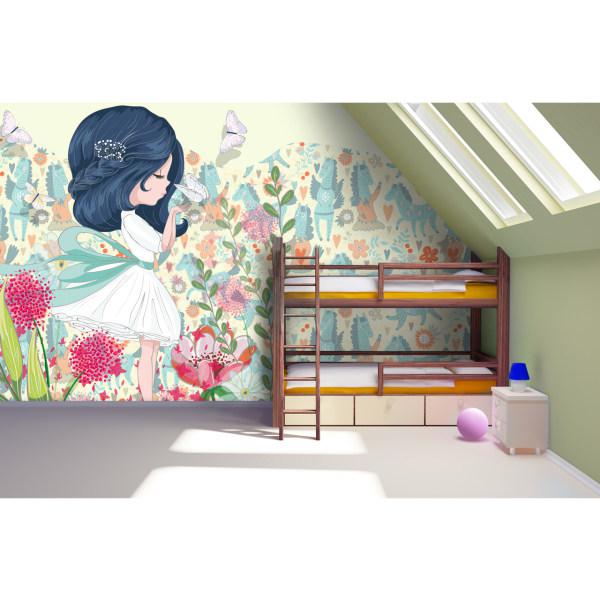 پوستر دیواری اتاق کودک طرح دختر و پروانه کد 6645|دیجی‌کالا
