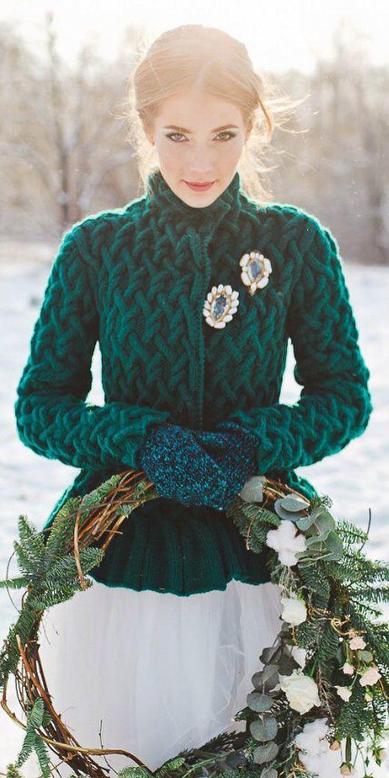 مدل بافت عروس ژاکت سبز|لیدی