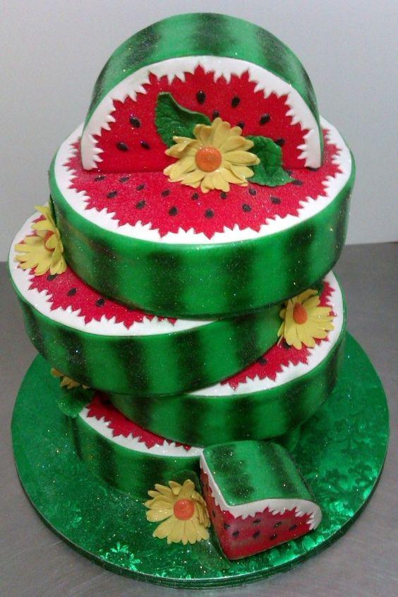 مدل کیک یلدا هندوانه چند طبقه|لیدی