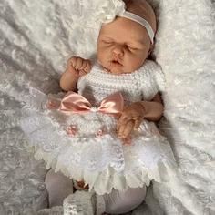 مدل لباس بافت نوزاد پیراهن تزئین با تور و روبان