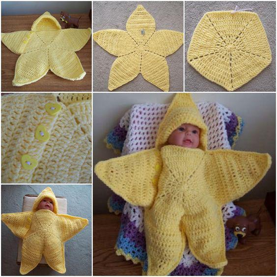 مدل لباس بافت نوزاد قنداق شبیه ستاره|لیدی