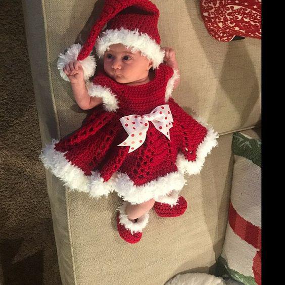 مدل لباس بافت نوزاد فانتزی بابانوئل|لیدی