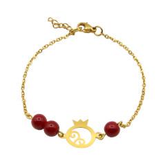 دستبند طلا 18 عیار زنانه مانچو طرح انار یلدا کد bfg178