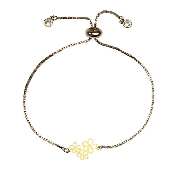 دستبند طلا 18 عیار زنانه کرابو طرح سه گل مدل Kr1197|دیجی‌کالا