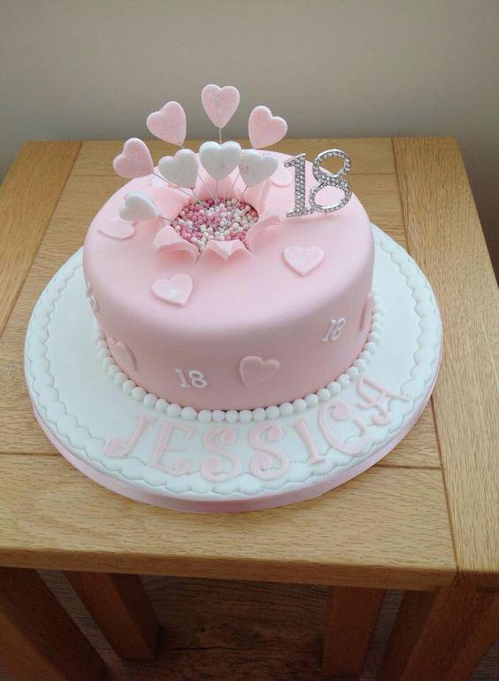 کیک تولد دخترانه شیک فوندات قلب ساده|لیدی