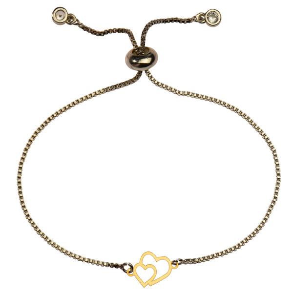 دستبند طلا 18 عیار زنانه کرابو طرح دو قلب مدل Kr1233|دیجی‌کالا