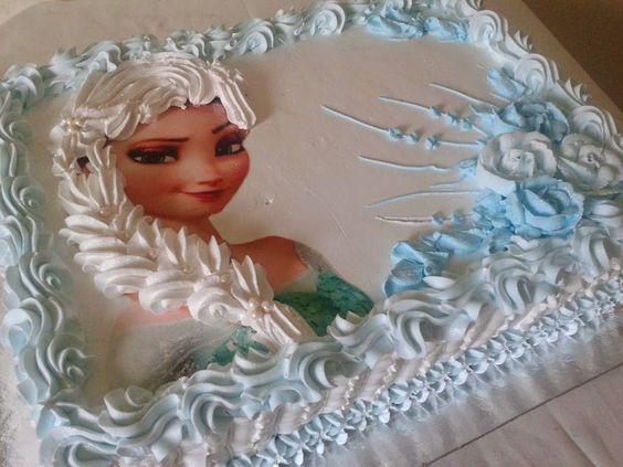 کیک تولد دخترانه السا و انا مستطیل خامه ای|لیدی