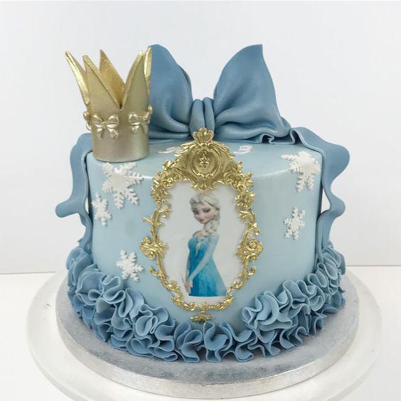 کیک تولد دخترانه السا و انا ساده و شیک|لیدی