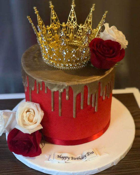 کیک تولد دخترانه قرمز مدل شیک|لیدی