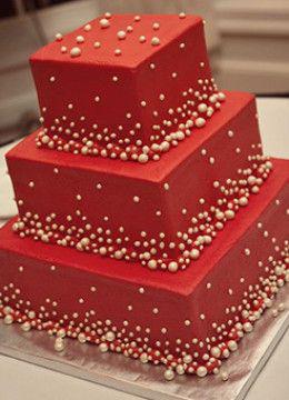 کیک تولد دخترانه قرمز مربعی چند طبقه|لیدی