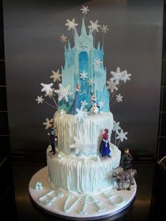 کیک تولد دخترانه السا و انا قلعه ی السا