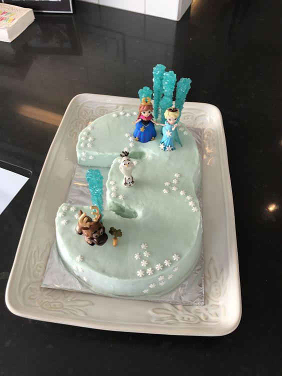کیک تولد دخترانه السا و انا با کمک پایه عدد 3|لیدی