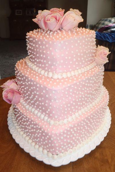 کیک تولد دخترانه قلب چند طبقه ی صورتی|لیدی