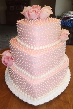 کیک تولد دخترانه قلب چند طبقه ی صورتی