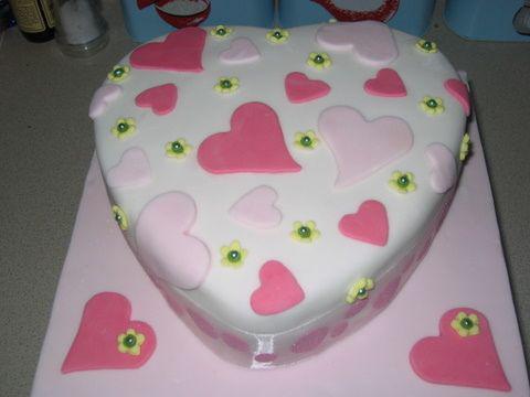 کیک تولد دخترانه قلب با طرح شاد|لیدی