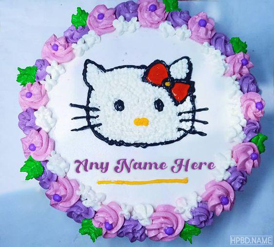 کیک تولد دخترانه کیتی با استفاده از خامه و بریلو|لیدی