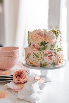 کیک تولد دخترانه گلدار