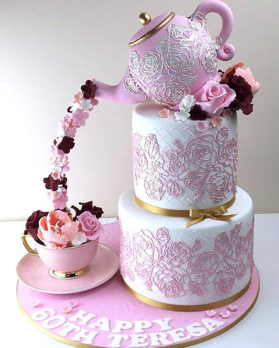 کیک تولد دخترانه قوری طرح جالب|لیدی
