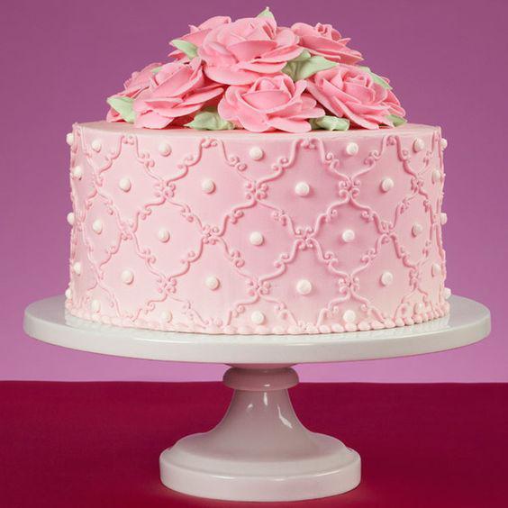 کیک تولد دخترانه صورتی با گل فوندانت|لیدی