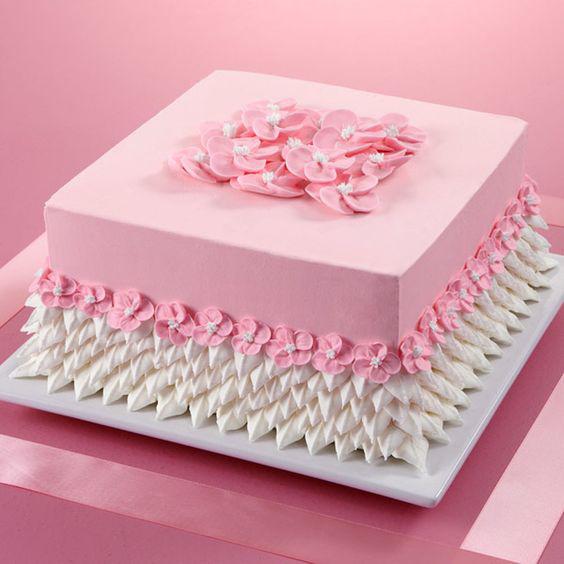 کیک تولد دخترانه صورتی مربعی|لیدی