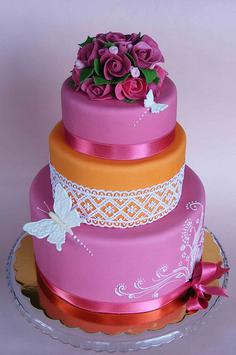 کیک تولد دخترانه صورتی ترکیب گل و پروانه